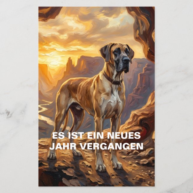 Titta till nästa år Fawn Great Dane-inbjudan  Flygblad (Framsidan)