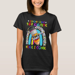 Titta ut 1:a klass här kommer jag Söt leopard Regn T Shirt