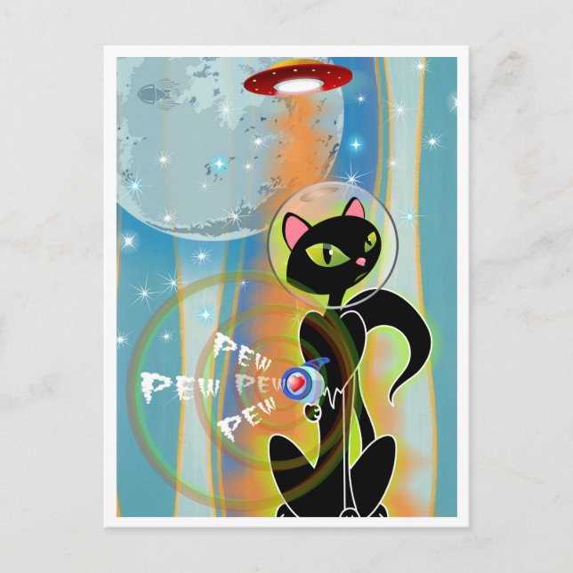 TITTA UT! KITTEN GOTTA RAYGUN BY TRISTAN BERLUND VYKORT (Framsida)