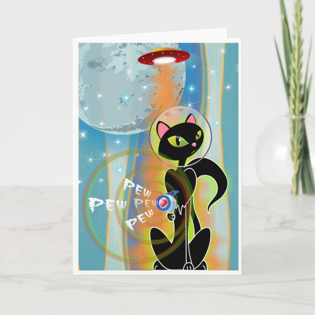 TITTA UT! KITTEN GOTTA RAYGUN-kort Kort (Framsida)