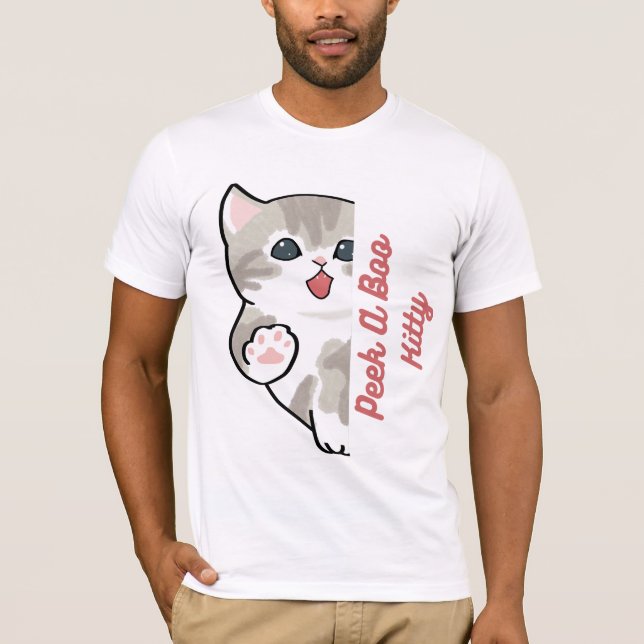 Titta Ut Kitty Söt Katt T-Shirt (Framsida)