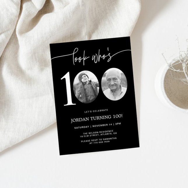 Titta vem som är 100 | Foto 100-års födelsedagsinb Inbjudningar (Skapare uppladdad)