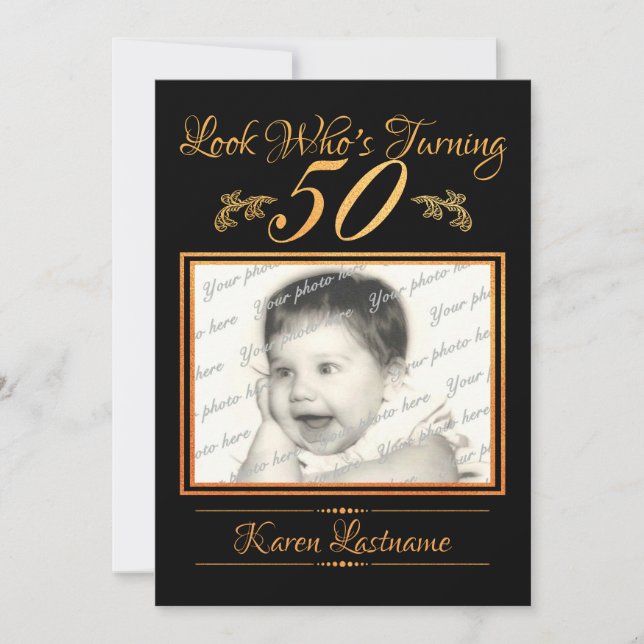 Titta vem som är 50 fotoOrange Inbjudningar (Framsida)