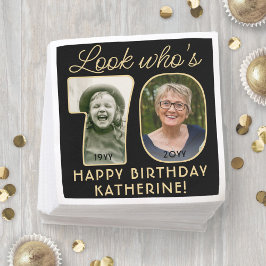Titta vem som är 70 Svart & Guld Glad 70-årsdag 2 Pappersservett