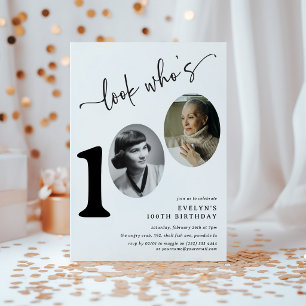 Titta vem som fyller 100! Modern foto 100-årsdag Inbjudningar