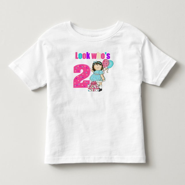 Titta vem som fyller två flickor tee shirt (Framsida)