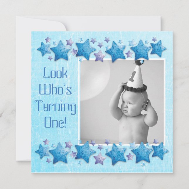 Titta vem som gör en första födelsedagsinbjudan inbjudningar (Framsida)