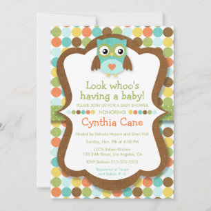 Titta vem som har en Baby - Uggla Boy Baby Shower Inbjudningar