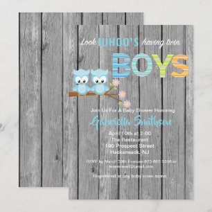 Titta vem som har ett Twin Boys Baby Shower Card Inbjudningar