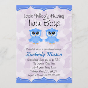 Titta vem som har Twin Boys Baby Shower Inbjudan