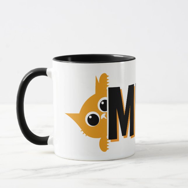 Tittande apelsin katt mjau design kaffemug mugg (Vänster)