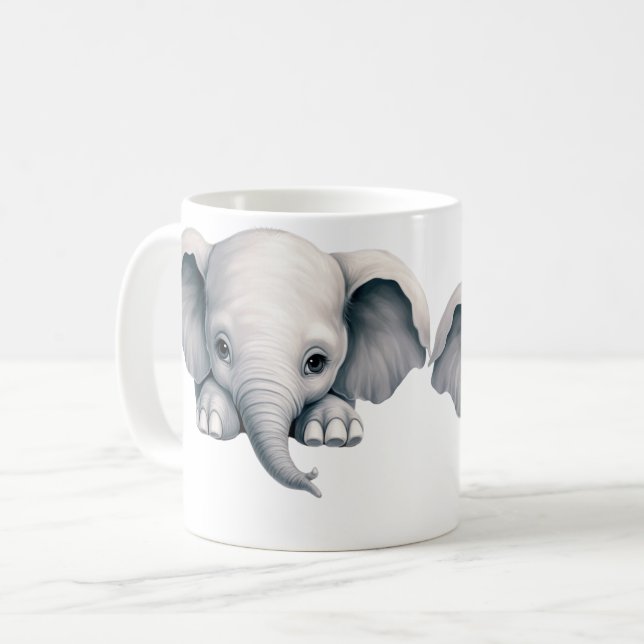 Tittande elefant kaffemugg (Framsida vänster)