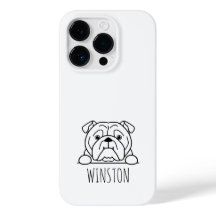 Tittande engelsk bulldogg anpassad namn telefonfod
