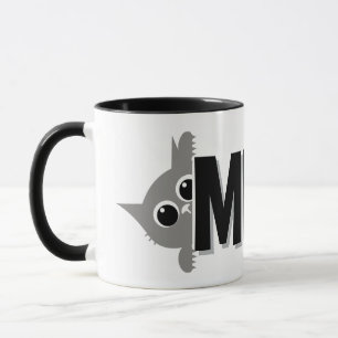 Tittande Grå Katt Mjao Design Kaffe Mugg