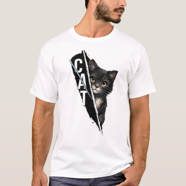 Tittande katt grafisk design – Modern konstnärlig  T Shirt (Framsida)