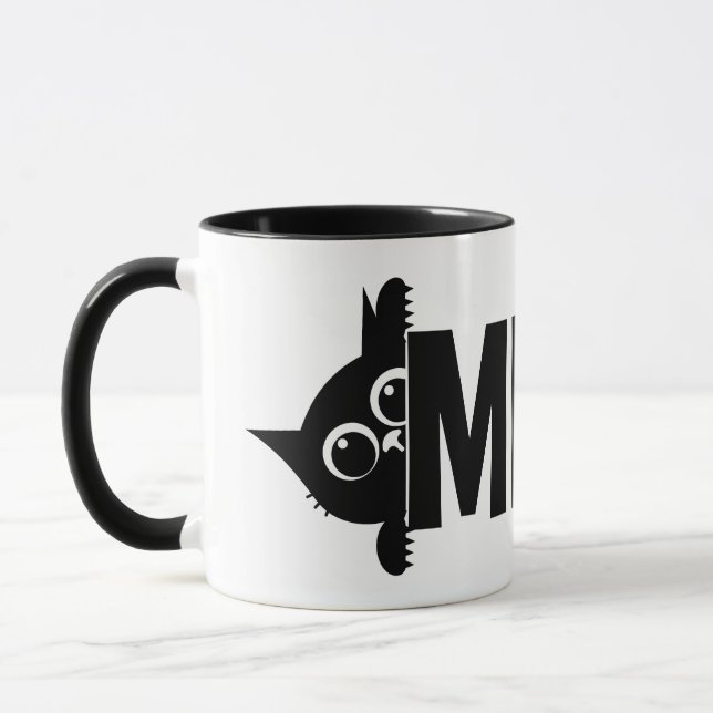 Tittande Katt Miaå Design Kaffe Mugg (Vänster)