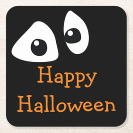 Tittande ögon i mörkret Glad Halloween ögon Underlägg Papper Kvadrat