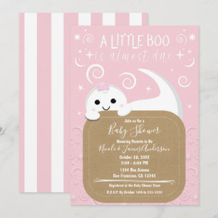 Tittande spöke rosa halloween Boo baby shower Inbjudningar