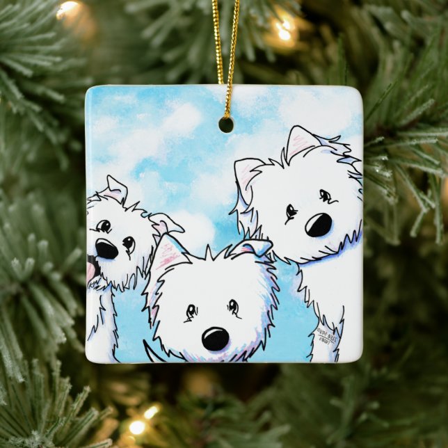 Tittande Westies Julgransprydnad Keramik (Träd)