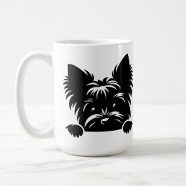 Tittande Yorkie Svart och Vitt Kaffemugg