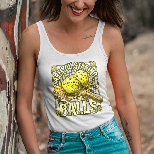 Tittar Du På Min Boll- Pickleballkläder Linne Med Racerback (Are You Staring At My Balls- Pickleball Apparel Tank Top)