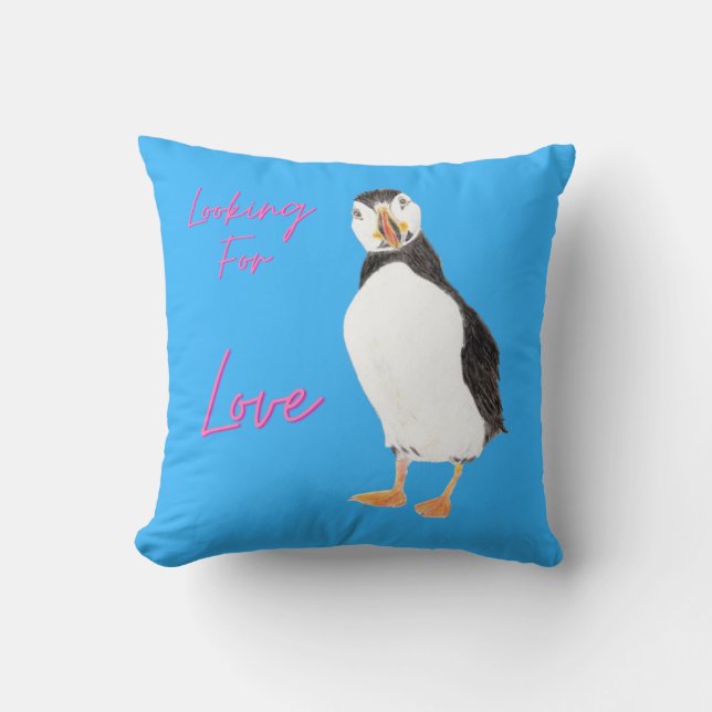 Tittar för kärlek Puffin x2 Kudde (Framsida)