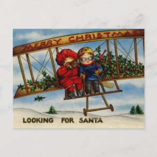 Tittar för vykort för Vintagen Santa God jul