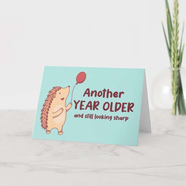 Tittar fortfarande Vassa Hedgehog Pun Funny Birthd Kort (Framsida)
