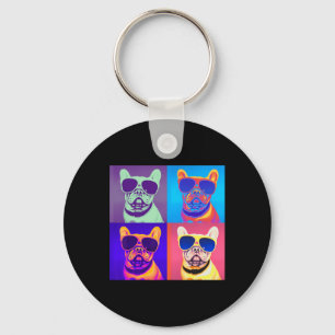 Tittar Fransk Bulldog WC Sunglasses Pop Art Nyckelring