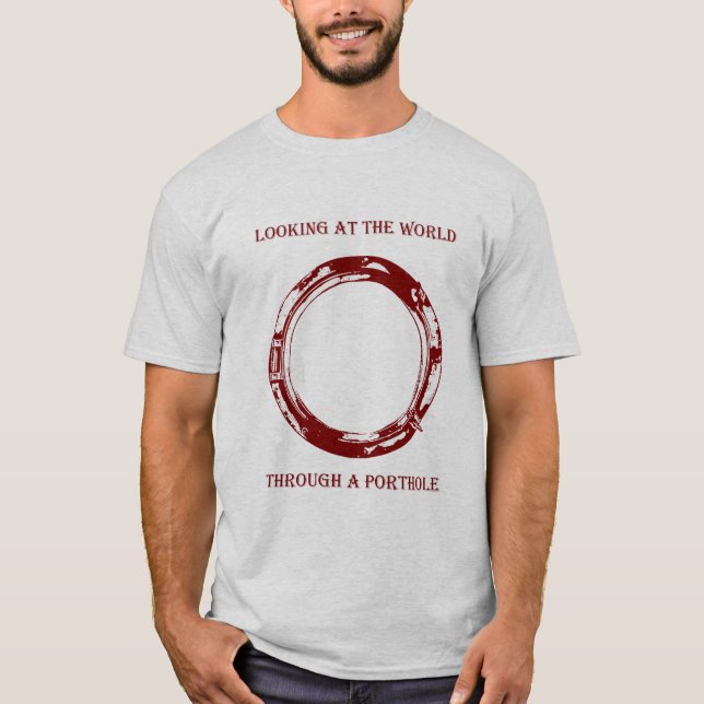 Tittar genom en porthole en färg-skjorta t shirt (Framsida)