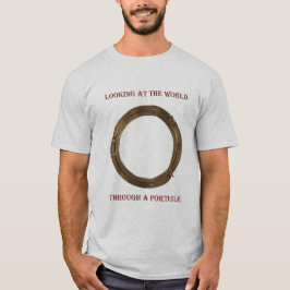 Tittar genom porthole färg-skjorta t shirt