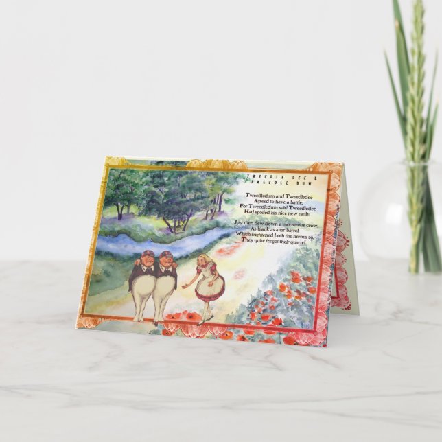 Tittar Glass Alice Tweetle Dee Dum Sång Tack Kort (Framsida)