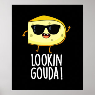 Tittar Gouda Funny Cheese Pun Mörk BG Poster