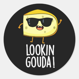 Tittar Gouda Funny Cheese Pun Mörk BG Runt Klistermärke