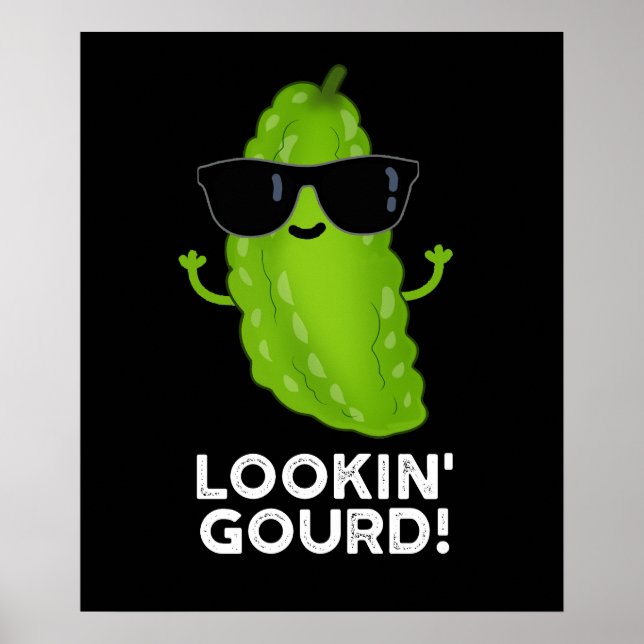 Tittar Gourd Funny Coola Veggie Pun Mörk BG Poster (Framsidan)