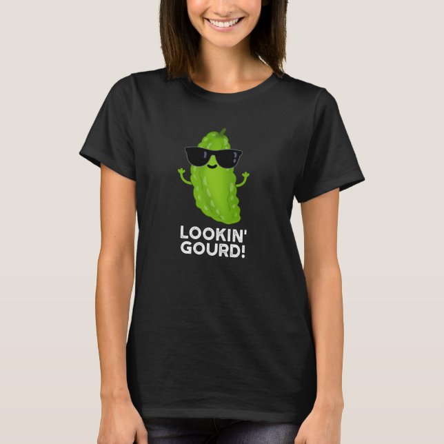 Tittar Gourd Funny Coola Veggie Pun Mörk BG T Shirt (Framsida)