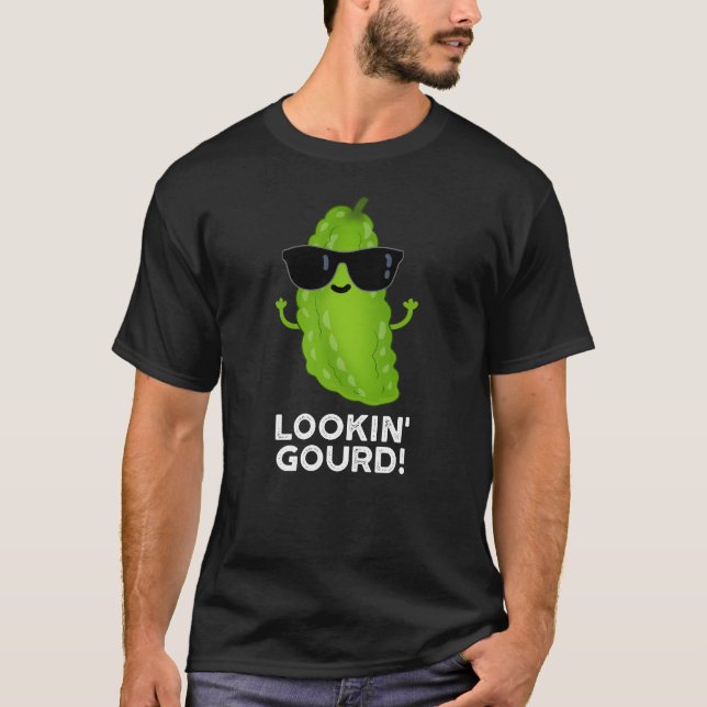 Tittar Gourd Funny Coola Veggie Pun Mörk BG T Shirt (Framsida)