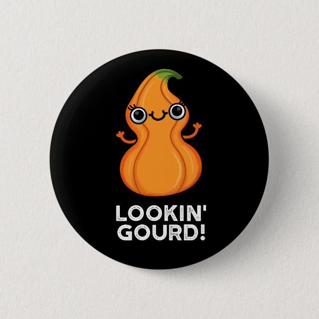 Tittar Gourd Funny Veggie Pun Mörk BG Knapp (Framsida)