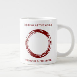 Tittar i världen genom en Porthole 1 färg Jumbo Mugg