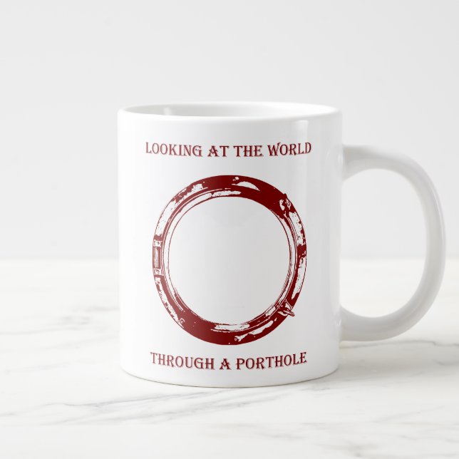Tittar i världen genom en Porthole 1 färg Jumbo Mugg (Höger)