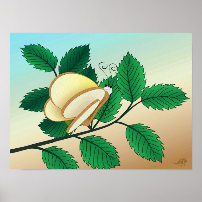 Tittar Insekter av glas - Bröd och fjäril Poster (Framsidan)