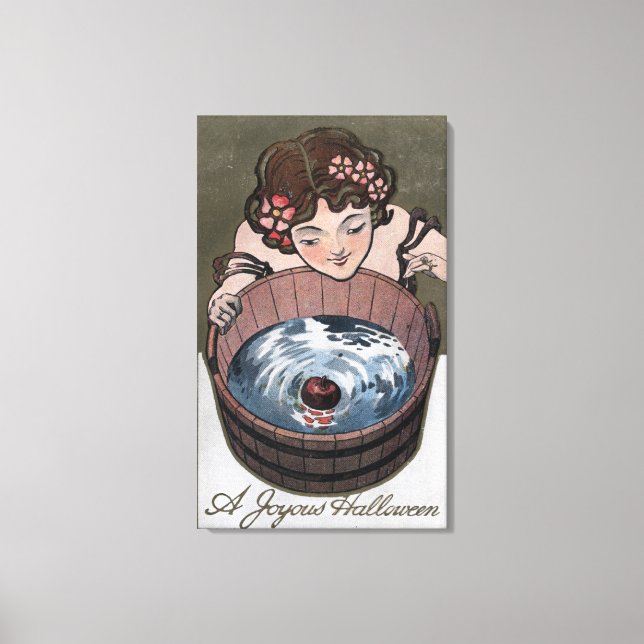 Tittar kvinnor i Wood Barrel Canvastryck (Framsida)