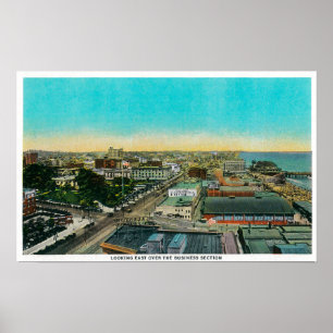 Tittar Öster över affärsavdelning, Long Beach Poster