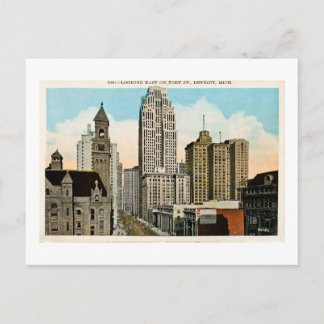 Tittar Öster på Fort Street Detroit, Michigan Vykort