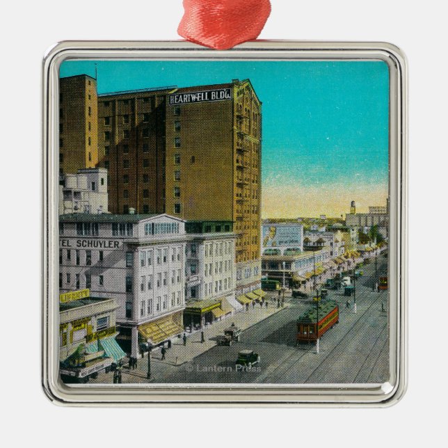 Tittar östligt för hav aveny, Long Beach Julgransprydnad Metall (Framsidan)