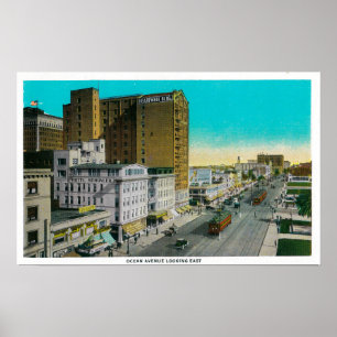 Tittar östligt för hav aveny, Long Beach Poster