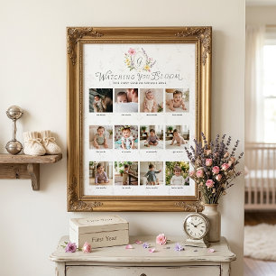 Tittar på dig som blommar Blommig förstaårs fotoko Poster
