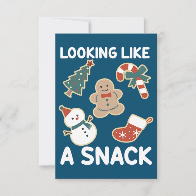 Tittar som en Snack God jul Santa Snack Tack Kort (Framsida)