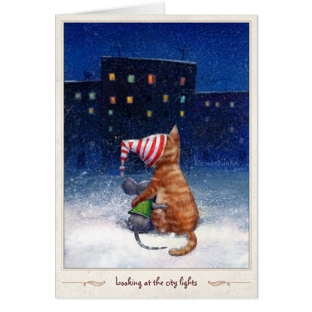 Tittar stadsljuset hälsningskort (Framsidan)