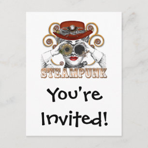 tittar steampunk collage art inbjudningar